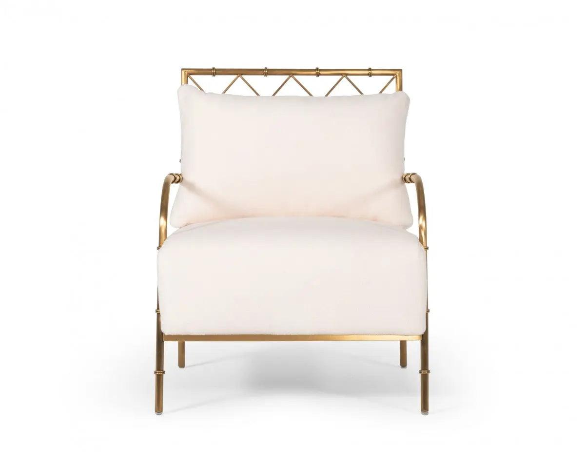 Divani Casa Ignacio Glam White Velvet & Gold Accent Chair Vgmfoc - 2211 - Wht - Ch | Home Elegance USA
