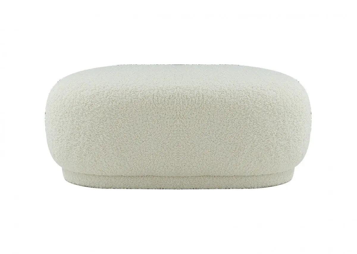 Divani Casa Kael Contemporary White Sherpa Ottoman Vgodzw - 20100 - Wht - Ott | Home Elegance USA