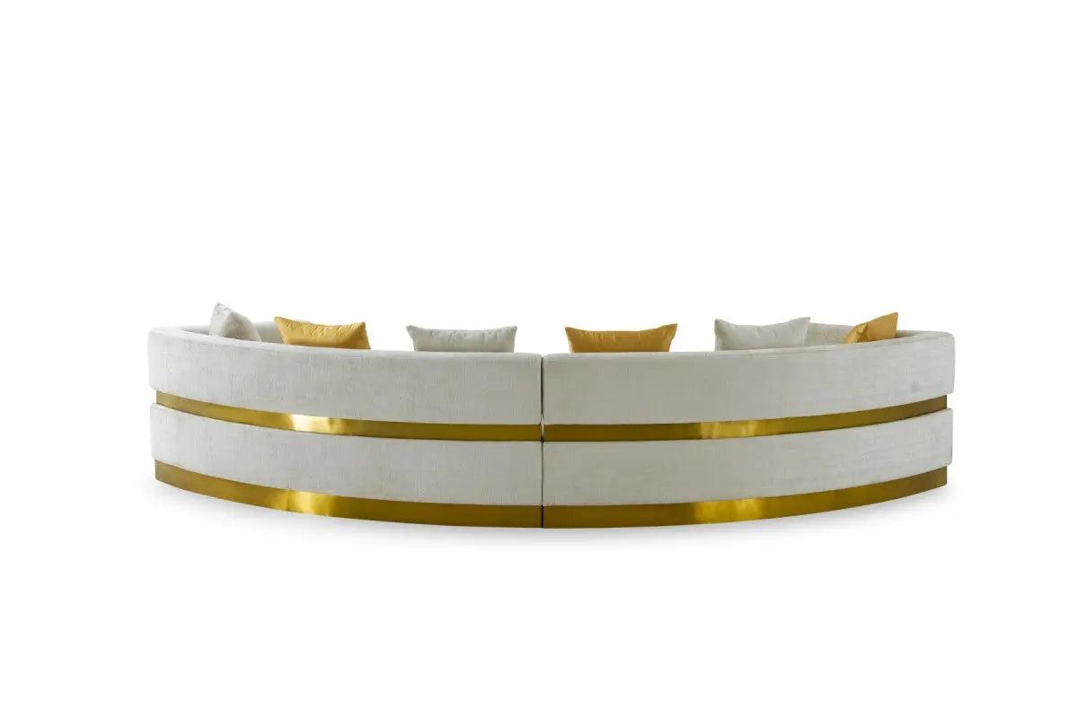 Divani Casa Kiva Glam Beige And Gold Fabric Sectional Sofa Vgodzw - 9114 | Home Elegance USA