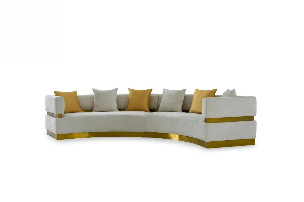 Divani Casa Kiva Glam Beige And Gold Fabric Sectional Sofa Vgodzw - 9114 | Home Elegance USA