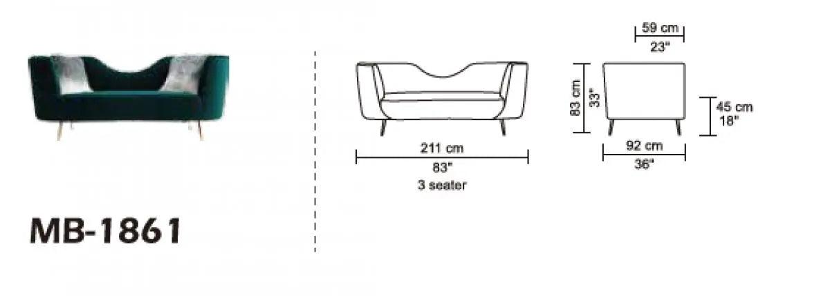 Divani Casa Loretta Modern Green Velvet Sofa Vgmb - 1861 - Grn | Home Elegance USA