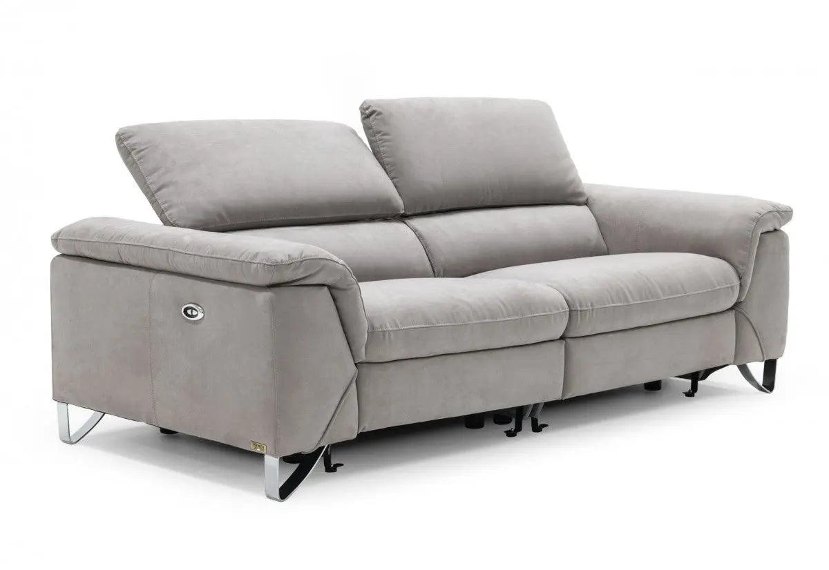 Divani Casa Maine Modern Light Grey Fabric Sofa WElectric Recliners Vgkne9104 - E9 - Lgry - 3 - S | Home Elegance USA