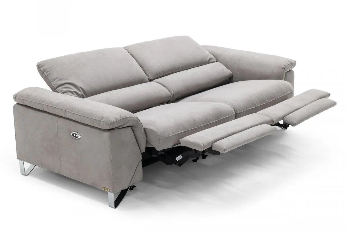 Divani Casa Maine Modern Light Grey Fabric Sofa WElectric Recliners Vgkne9104 - E9 - Lgry - 3 - S | Home Elegance USA