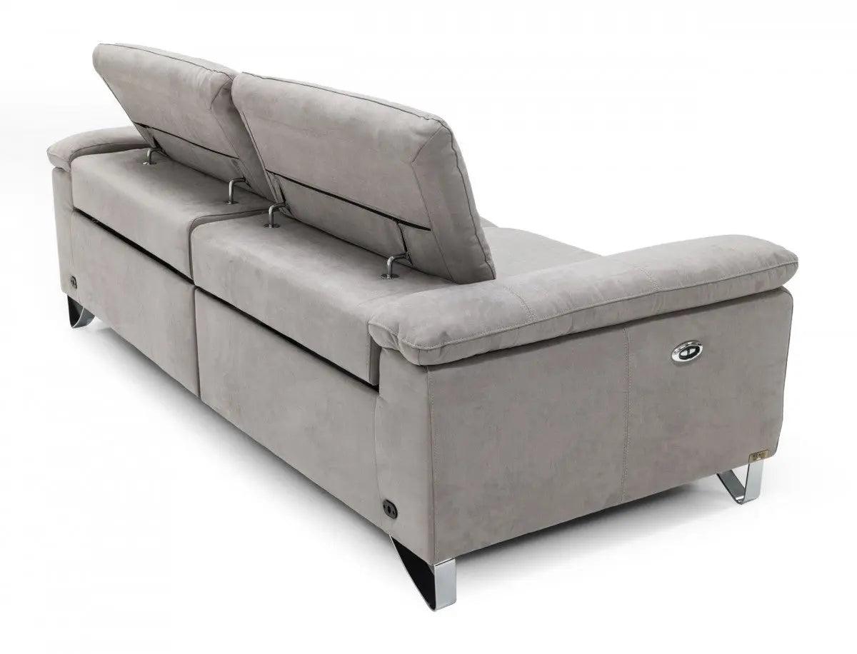 Divani Casa Maine Modern Light Grey Fabric Sofa WElectric Recliners Vgkne9104 - E9 - Lgry - 3 - S | Home Elegance USA