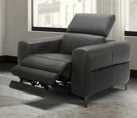 Divani Casa Meadow Dk Grey Leather Electric Recliner Chair With Electric Headrest Vgkmkm.618H - Wht - Ch | Home Elegance USA