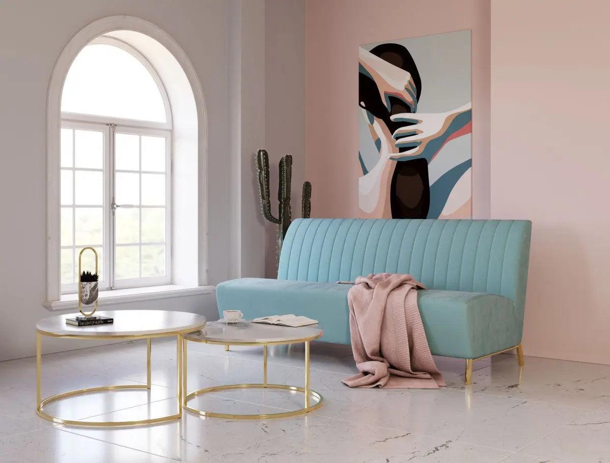 Divani Casa Mosko Modern Light Green & Gold Fabric Sofa Vgeumc - 9714Sf - Grn - S | Home Elegance USA