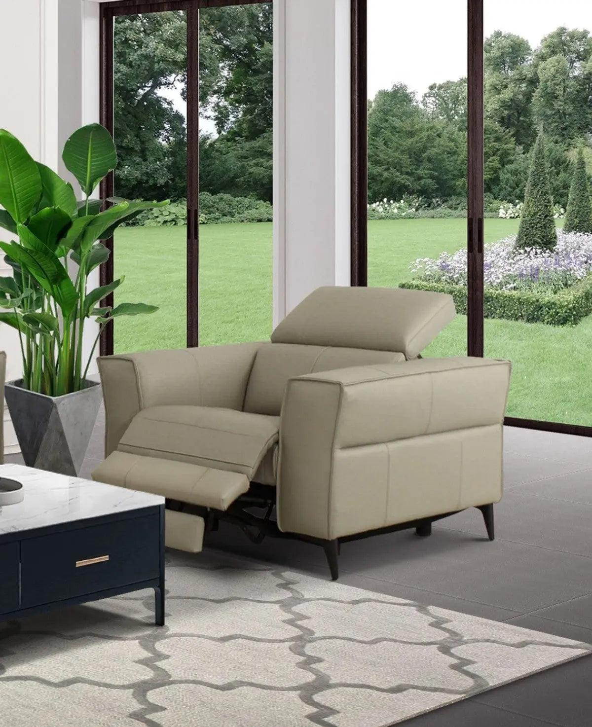 Divani Casa Nella Modern Light Grey Leather Armchair WElectric Recliner Vgkne9193 - Ltgry - Ch | Home Elegance USA