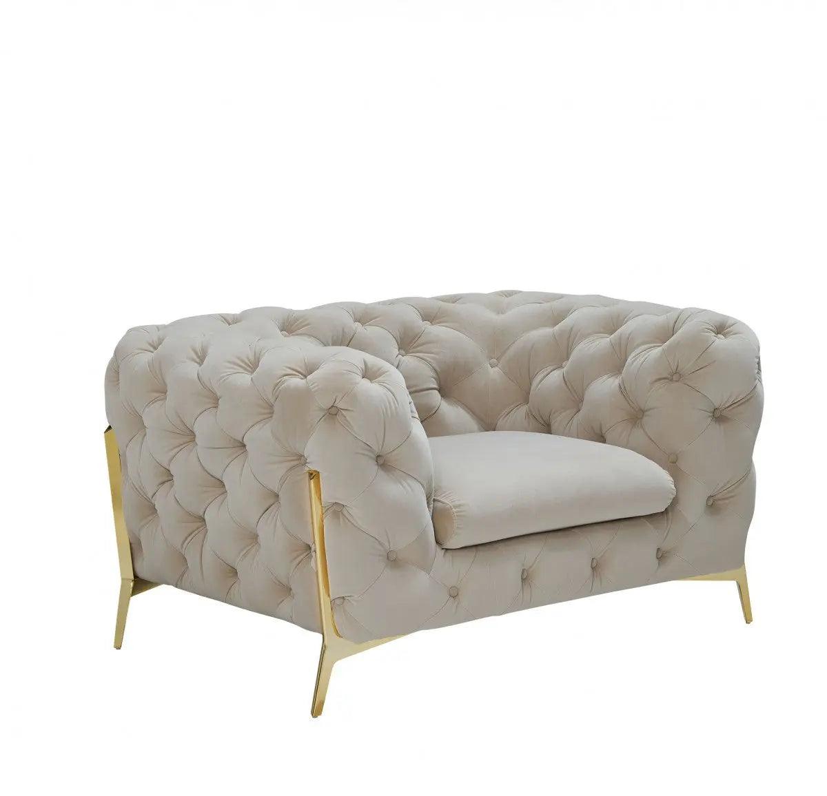 Divani Casa Quincey Transitional Beige Velvet Chair Vgknk8520 - Bei - Ch | Home Elegance USA