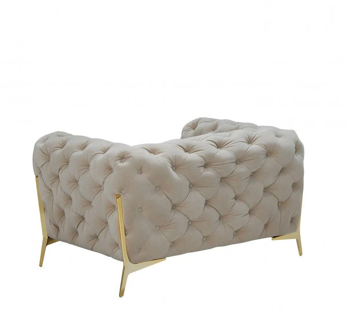 Divani Casa Quincey Transitional Beige Velvet Chair Vgknk8520 - Bei - Ch | Home Elegance USA