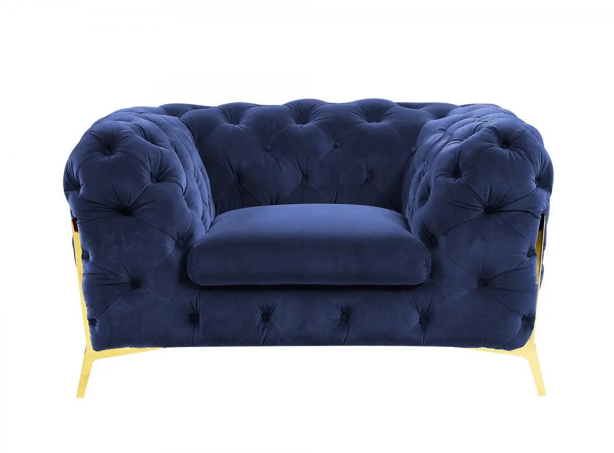 Divani Casa Quincey Transitional Blue Velvet Chair Vgknk8520 - Blu - Ch | Home Elegance USA