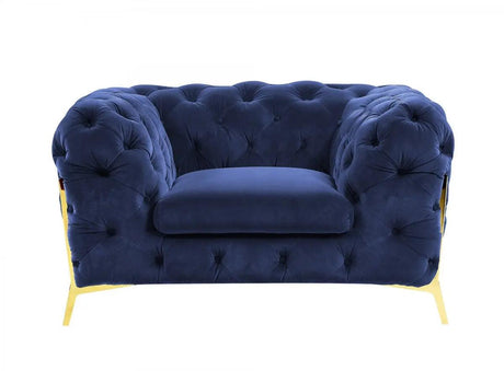 Divani Casa Quincey Transitional Blue Velvet Chair Vgknk8520 - Blu - Ch | Home Elegance USA