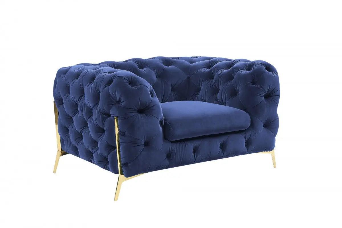 Divani Casa Quincey Transitional Blue Velvet Chair Vgknk8520 - Blu - Ch | Home Elegance USA