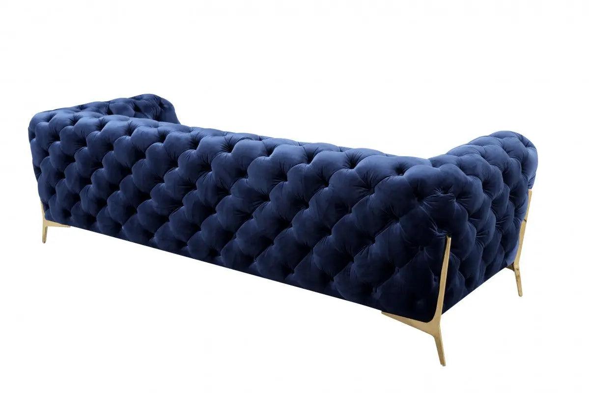 Divani Casa Quincey Transitional Blue Velvet Sofa Vgknk8520 - Blu - S | Home Elegance USA