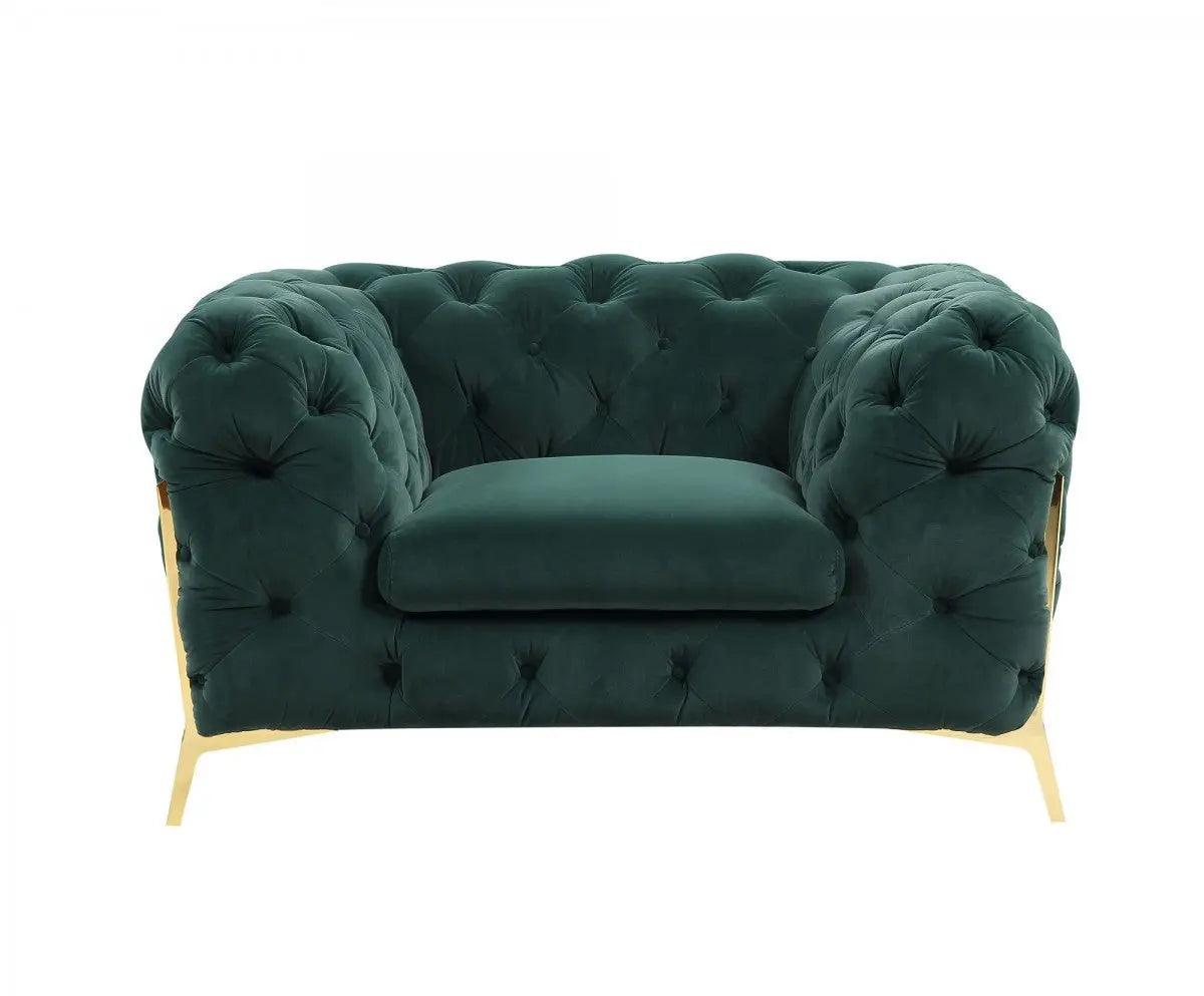 Divani Casa Quincey Transitional Emerald Green Velvet Chair Vgknk8520 - Grn - Ch | Home Elegance USA