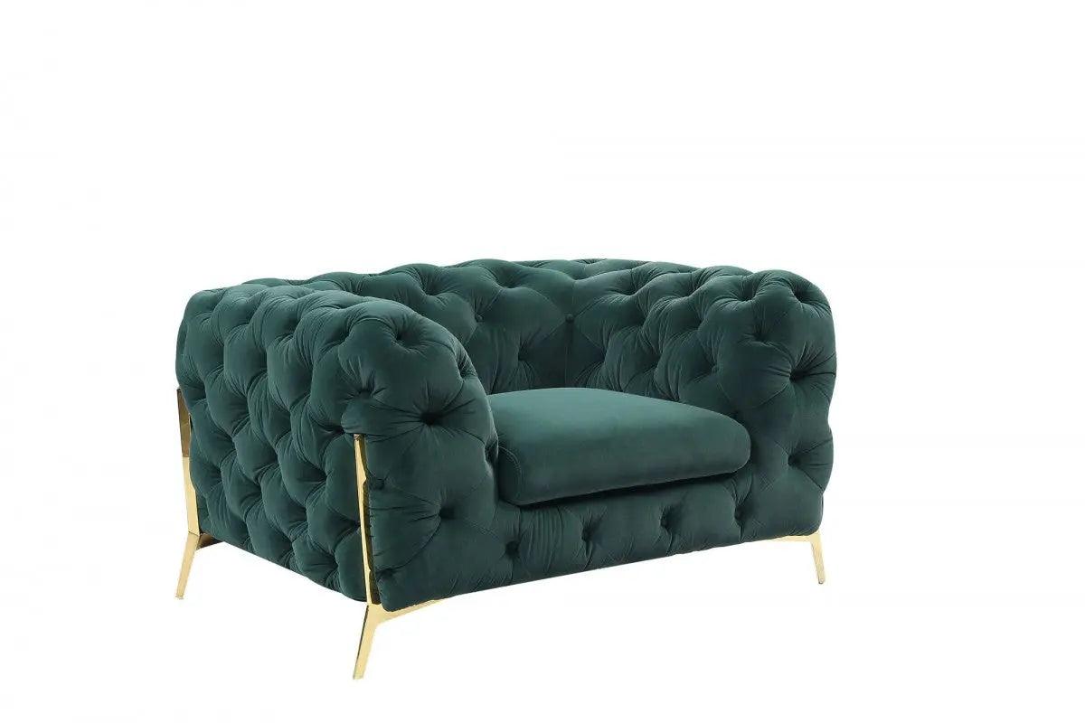 Divani Casa Quincey Transitional Emerald Green Velvet Chair Vgknk8520 - Grn - Ch | Home Elegance USA