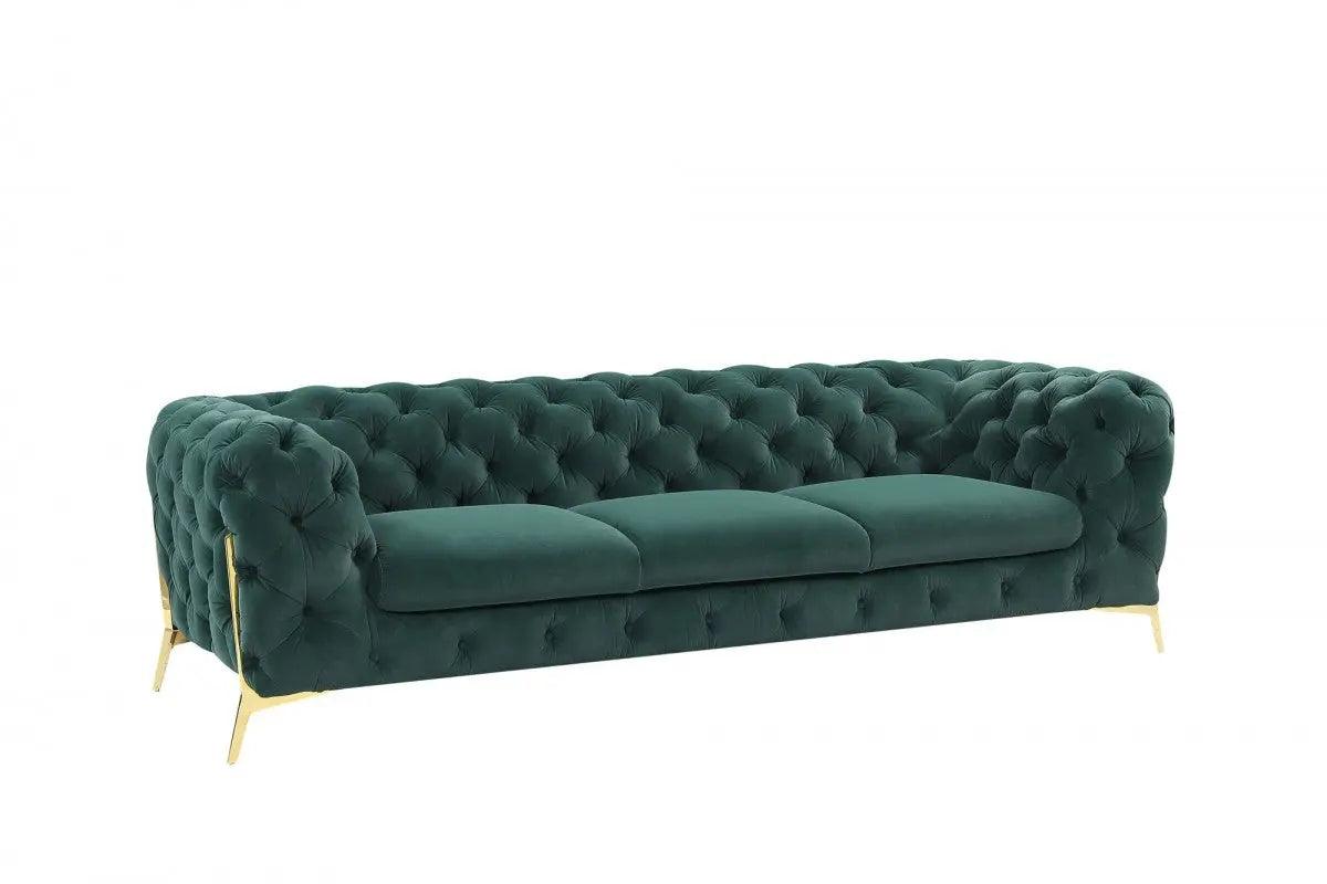 Divani Casa Quincey Transitional Emerald Green Velvet Sofa Vgknk8520 - Grn - S | Home Elegance USA