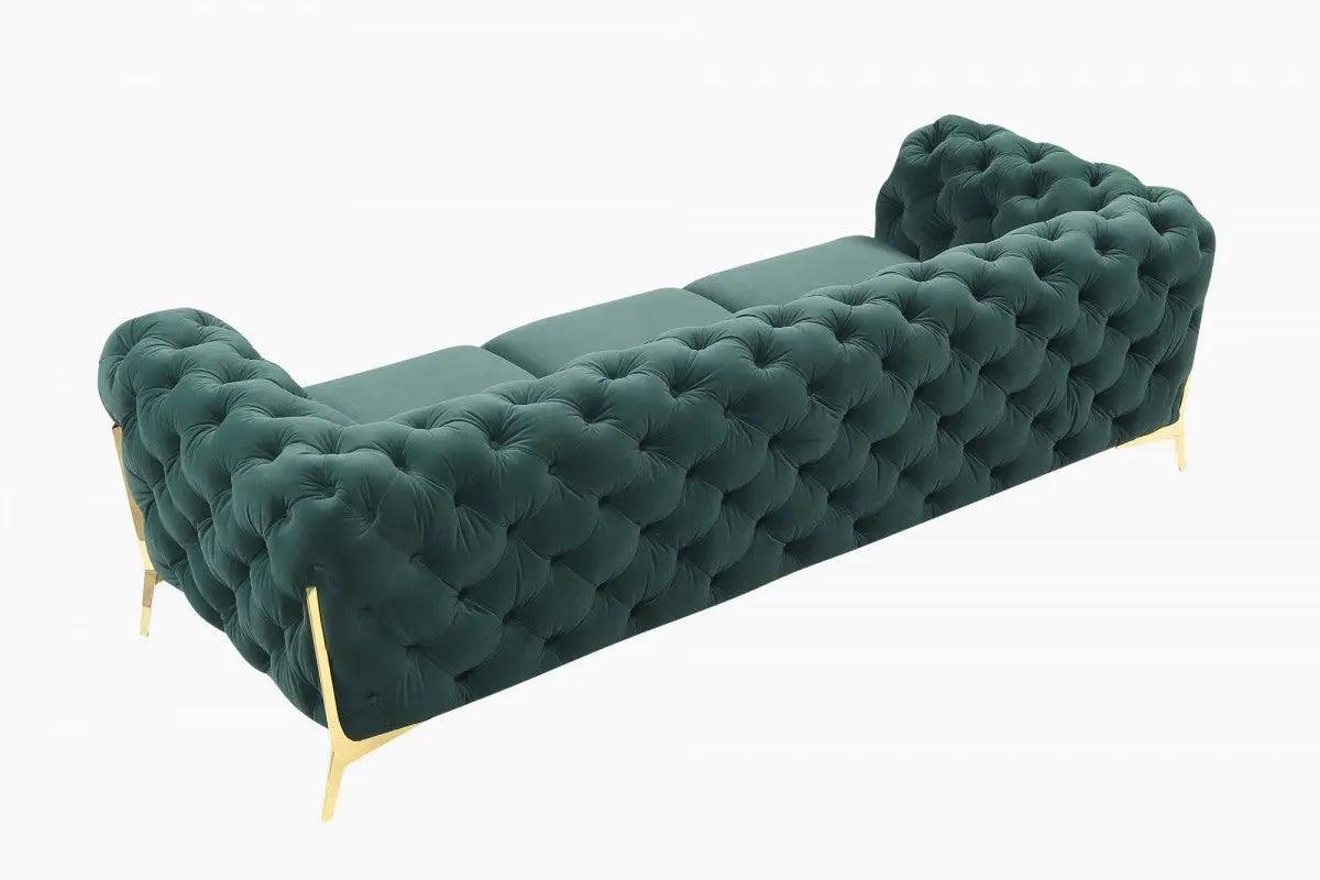 Divani Casa Quincey Transitional Emerald Green Velvet Sofa Vgknk8520 - Grn - S | Home Elegance USA