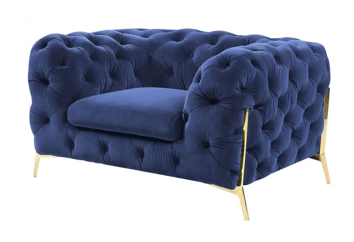 Divani Casa Sheila Transitional Dark Blue Fabric Chair Vgca1346 - Blue - Ch | Home Elegance USA