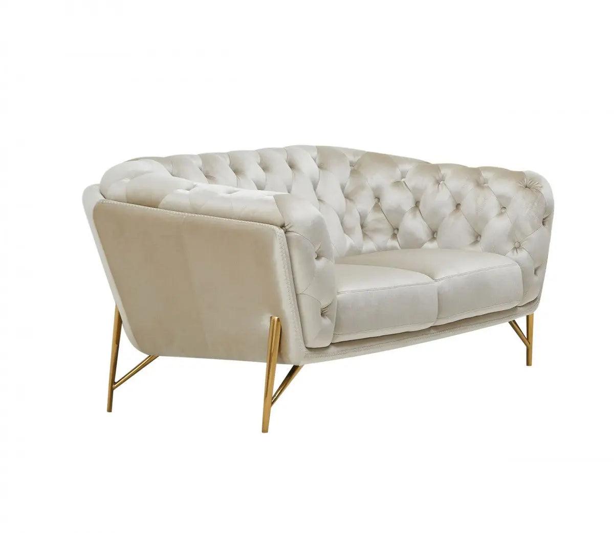 Vig Furniture - Divani Casa Stella Transitional Beige Velvet Loveseat - Vgca2020-Beige-L