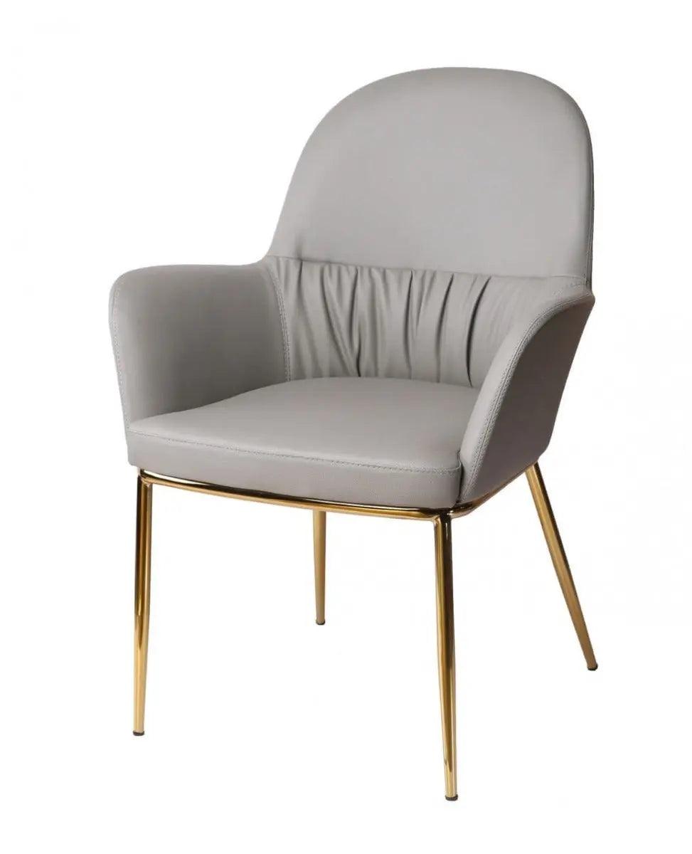 Vig Furniture - Modrest Blanton Modern Grey Leatherette & Gold Accent Chair - Vgobty148-Gry-Ch