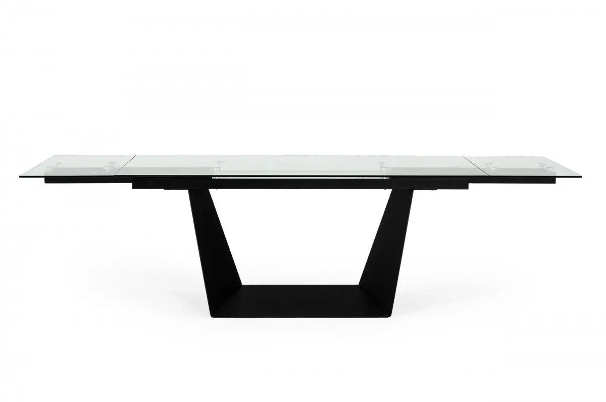 Vig Furniture - Modrest Bronwin Modern Glass & Black Metal Extendable Dining Table - Vgnsgd8684-Blk-Dt