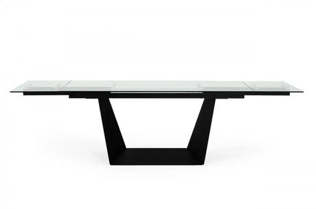 Vig Furniture - Modrest Bronwin Modern Glass & Black Metal Extendable Dining Table - Vgnsgd8684-Blk-Dt