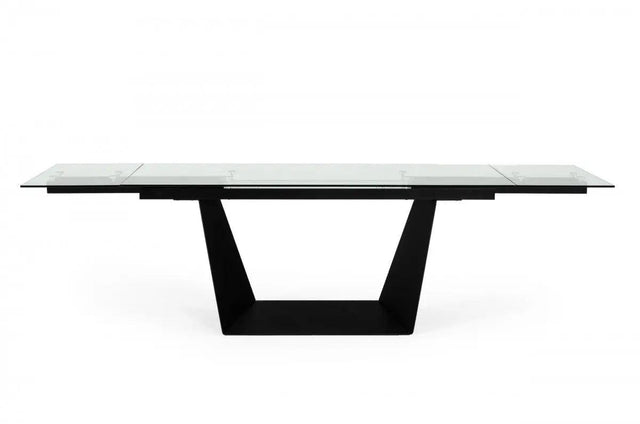 Vig Furniture - Modrest Bronwin Modern Glass & Black Metal Extendable Dining Table - Vgnsgd8684-Blk-Dt
