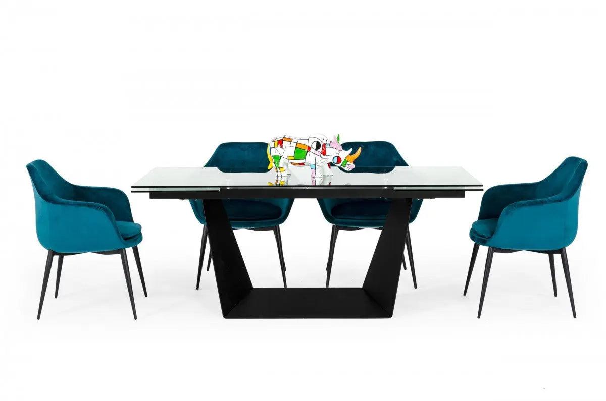 Vig Furniture - Modrest Bronwin Modern Glass & Black Metal Extendable Dining Table - Vgnsgd8684-Blk-Dt