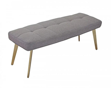 Vig Furniture - Modrest Cici Contemporary Grey & Antique Brass Bench - Vggaga-8635Be-Gry-B