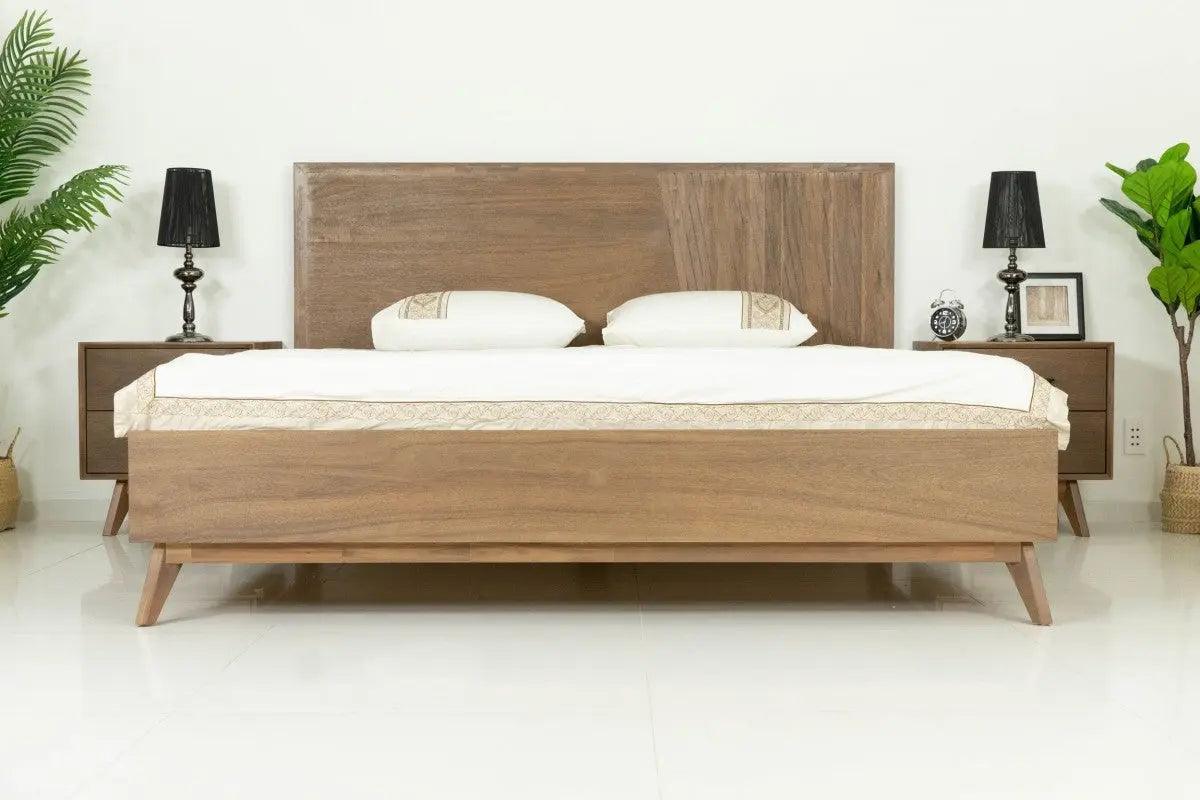 Vig Furniture - Modrest Claire Contemporary Natural Light Mocha Acacia Bed - Vgwdwin-Usqb-Bed