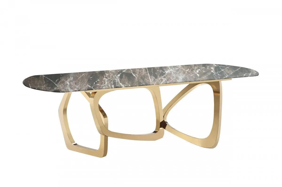Vig Furniture - Modrest Colton - Modern Brown & Gold Dining Table - Vgzat112-Brn-Dt