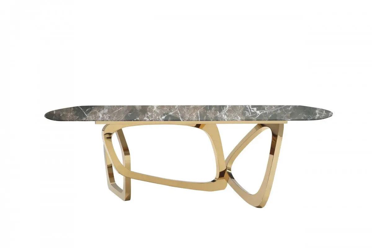 Vig Furniture - Modrest Colton - Modern Brown & Gold Dining Table - Vgzat112-Brn-Dt