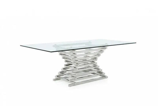 Vig Furniture - Modrest Crawford Modern Rectangular Glass Dining Table - Vgvct8909-L
