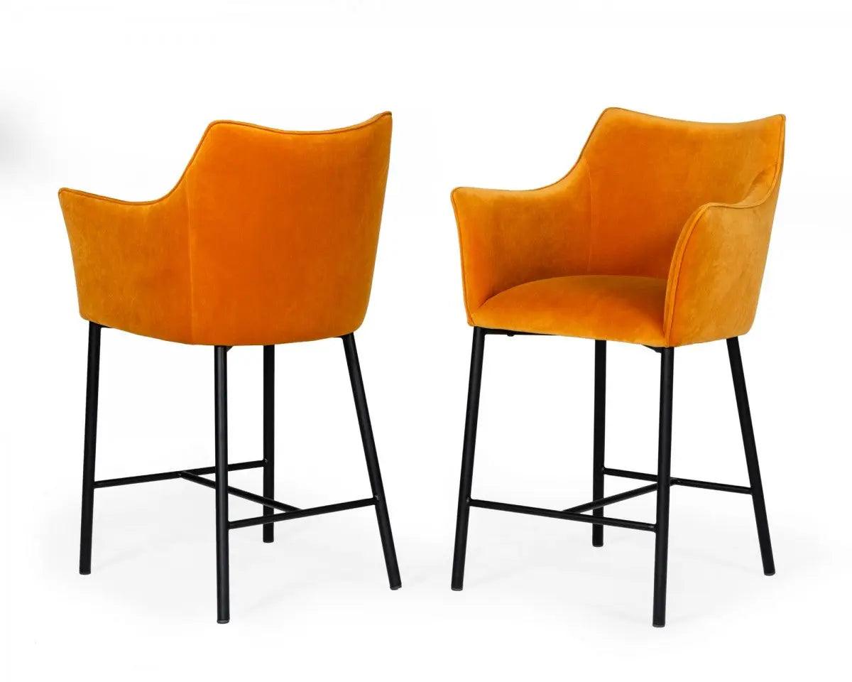 Vig Furniture - Modrest Exodus - Modern Yellow Velvet Counter Stool - Vgeumc-9118Ch-A-C