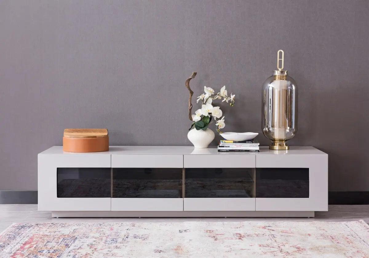 Vig Furniture - Modrest Frost Modern Small Grey Tv Unit - Vgwctv004Sm-Gry