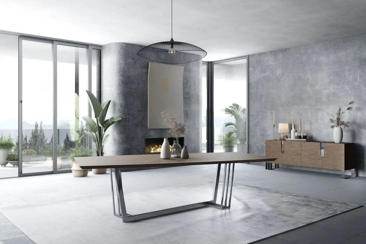 Vig Furniture - Modrest Gilroy - Modern Walnut & Stainless Steel Dining Table - Vgbbmi2003T-Wal-Dt
