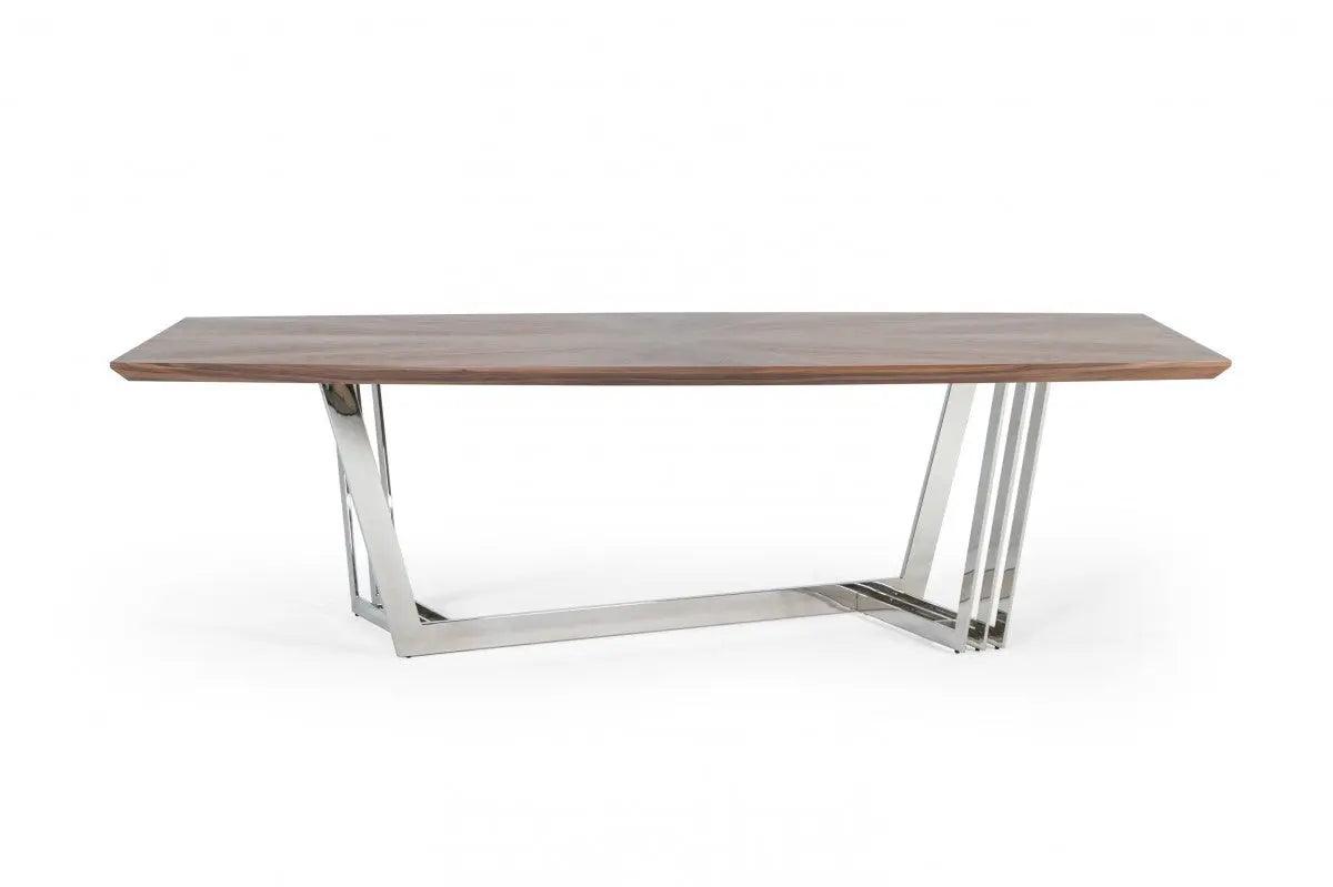 Vig Furniture - Modrest Gilroy - Modern Walnut & Stainless Steel Dining Table - Vgbbmi2003T-Wal-Dt