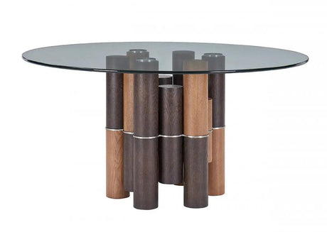 Vig Furniture - Modrest Greta - Modern Glass & Walnut Dining Table - Vgcsrt-19070-Wal-Dt