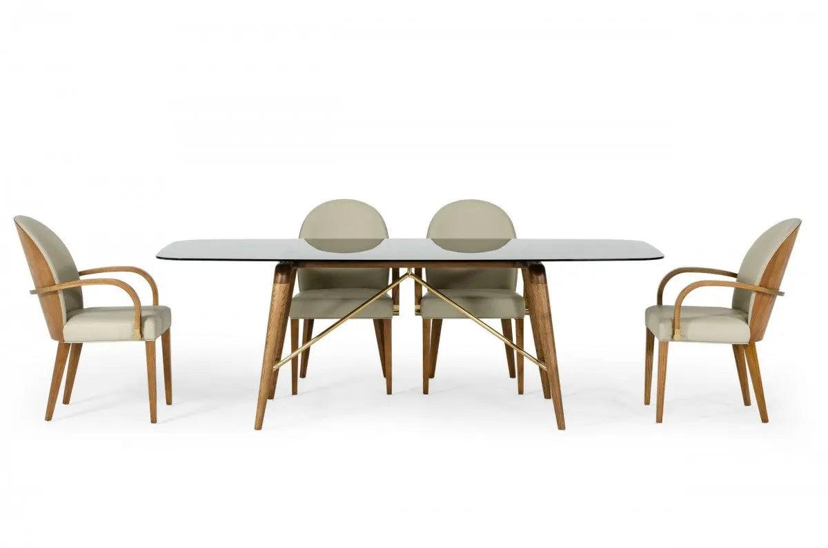 Vig Furniture - Modrest Kipling Modern Smoked Glass & Walnut Large Dining Table - Vgcsdt-16111-Lrg-Wal-Dt