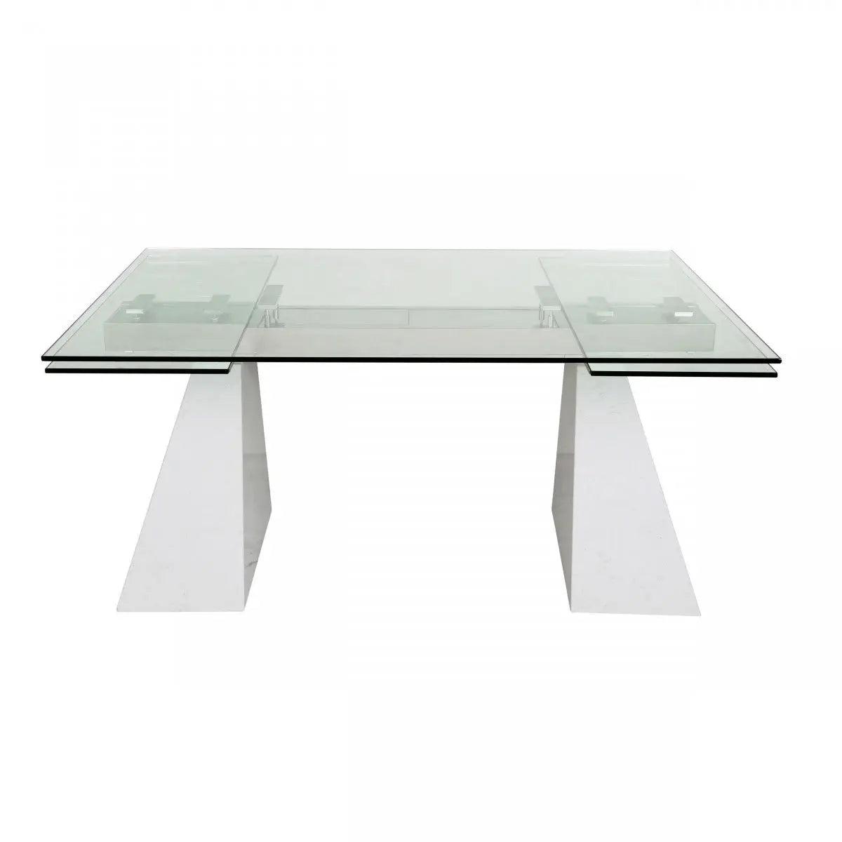 Vig Furniture - Modrest Latrobe Modern Extendable Quartz Stone & Glass Dining Table - Vgyfdt8765-5-Dt-Wht