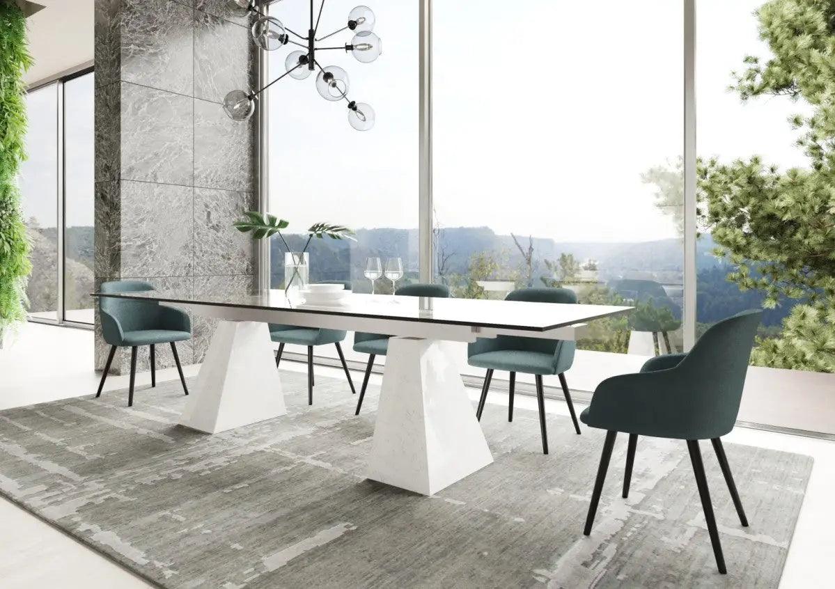 Vig Furniture - Modrest Latrobe Modern Extendable Quartz Stone & Glass Dining Table - Vgyfdt8765-5-Dt-Wht