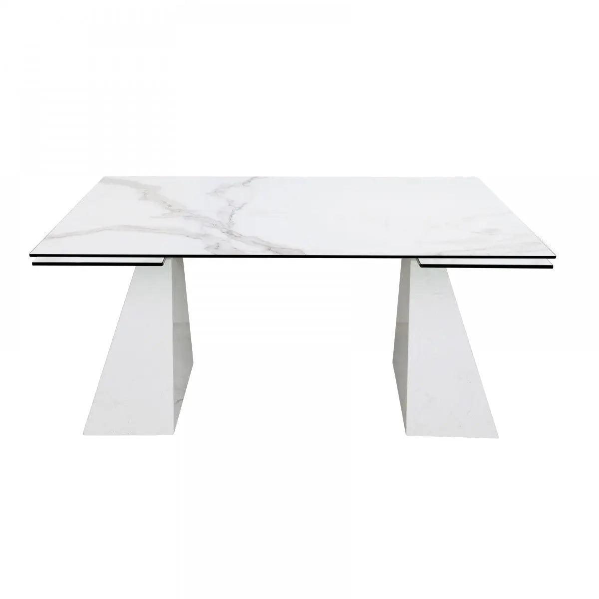 Vig Furniture - Modrest Latrobe Modern White Ceramic Quartz 118" Extendable Dining Table - Vgyfdt8765-5C-Wht-Dt