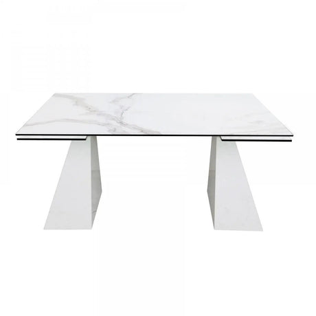 Vig Furniture - Modrest Latrobe Modern White Ceramic Quartz 118" Extendable Dining Table - Vgyfdt8765-5C-Wht-Dt