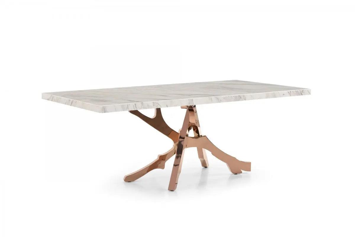 Vig Furniture - Modrest Legend - Modern White Marble & Rosegold Dining Table - Vgvct8222-M20-Wht-Dt