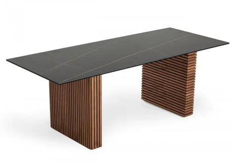 Vig Furniture - Modrest Maggie - Modern Walnut And Black Ceramic Top Dining Table - Vgdwj3555-1