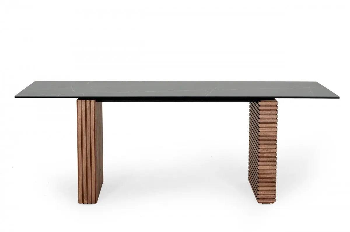 Vig Furniture - Modrest Maggie - Modern Walnut And Black Ceramic Top Dining Table - Vgdwj3555-1