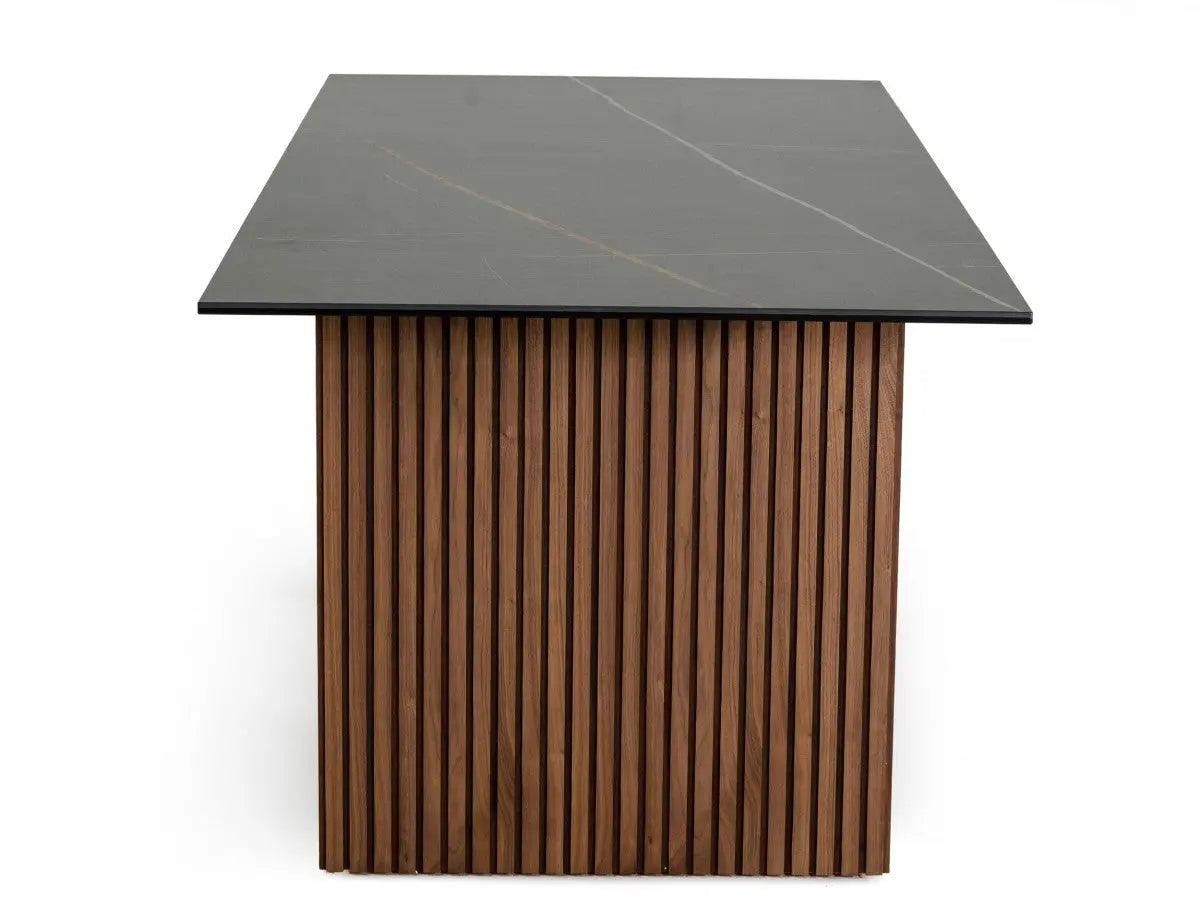 Vig Furniture - Modrest Maggie - Modern Walnut And Black Ceramic Top Dining Table - Vgdwj3555-1