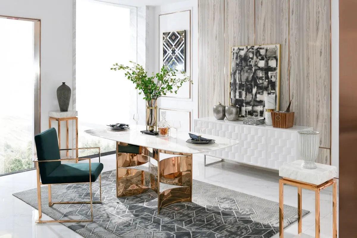 Vig Furniture - Modrest Marmot - White Marble And Rose Gold Dining Table - Vgvct005-22-Wht