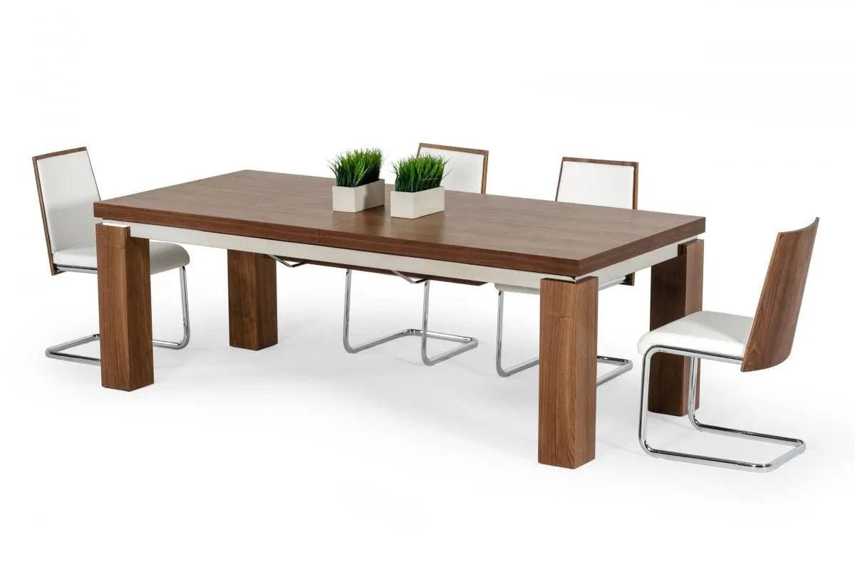 Vig Furniture - Modrest Maxi - Modern Walnut & Stainless Steel Dining Table - Vggu677Xt-Wal-Dt