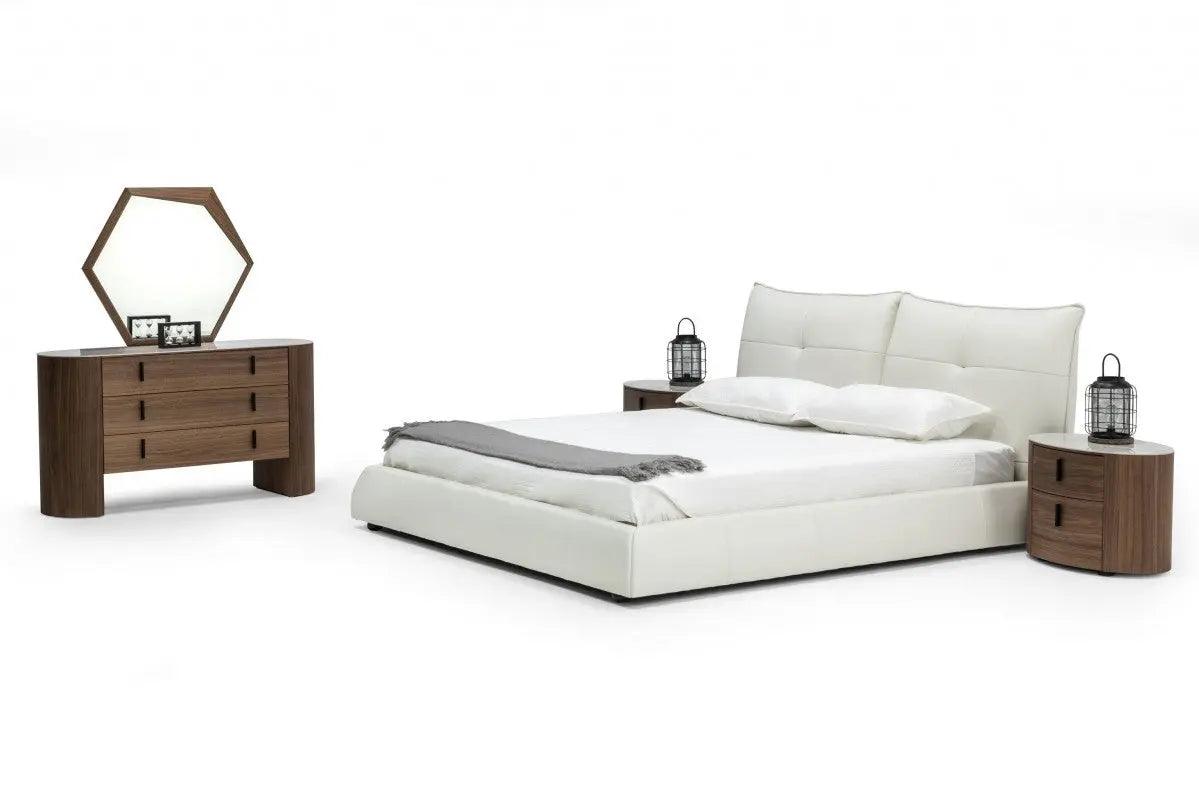 Vig Furniture - Modrest Patrick Modern White Leather Bed - Vgkkb-75X-Bed